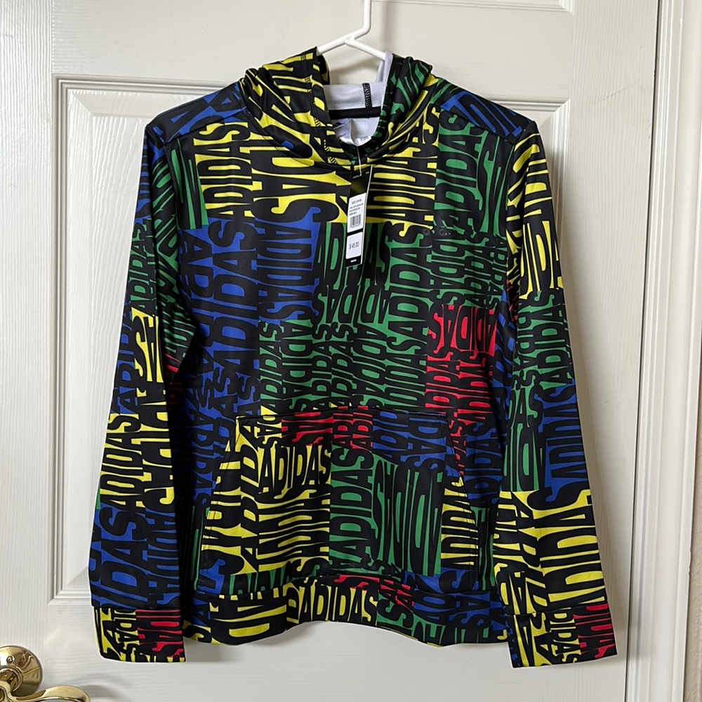 Adidas Colorful Graphic Hoodie size Large 14/16 NWT $45